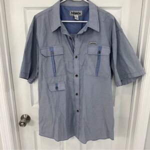 Ablanche Blue Striped Men's Shirt with Metal Details‎